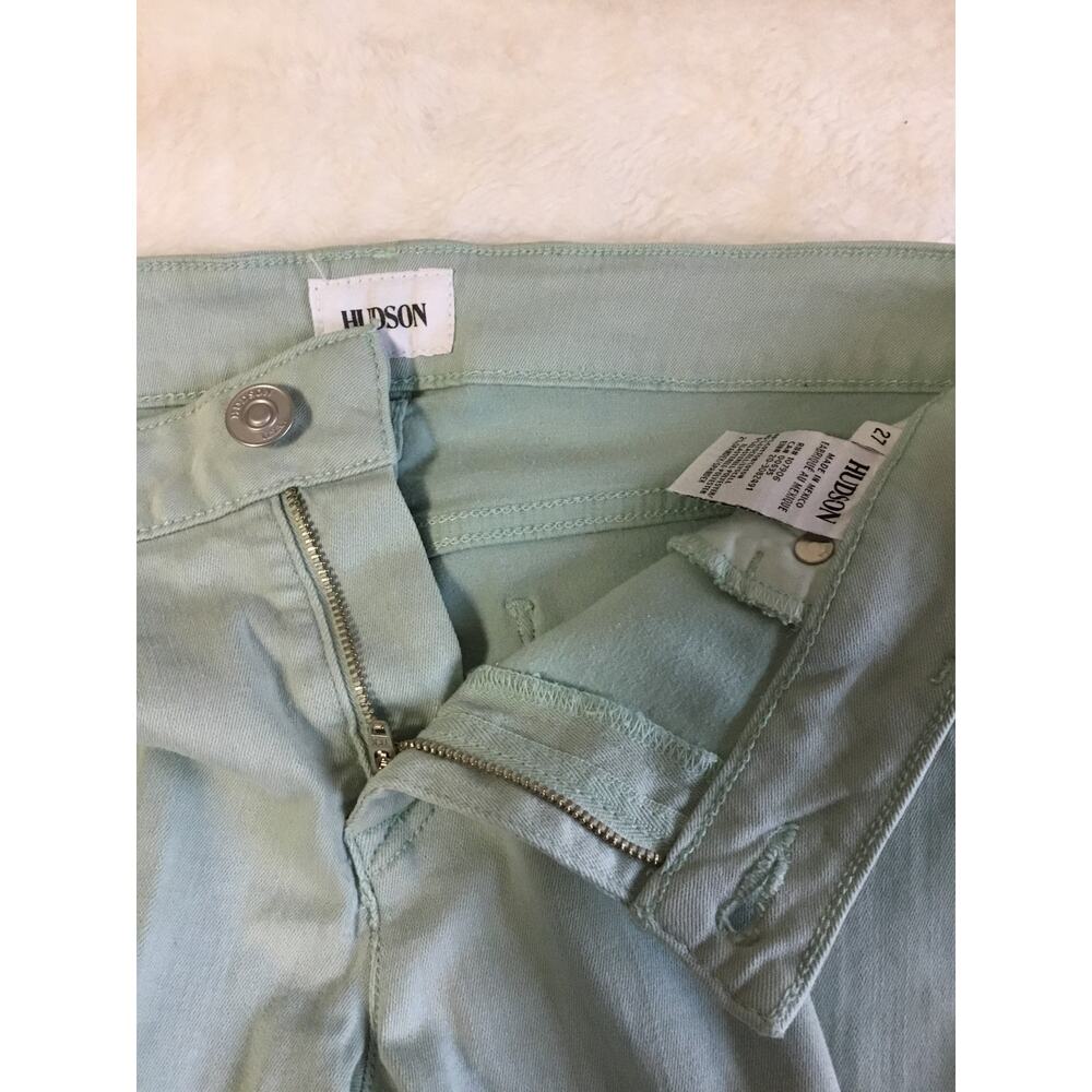 Hudson Wild Green Denim Amber Fray Hem Shorts - Picture 9 of 13